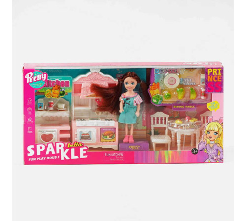 Лялька з меблями 7021 (32) висота 13 см, кухня, кухонні меблі, аксесуари, імітація продуктів, в коробці