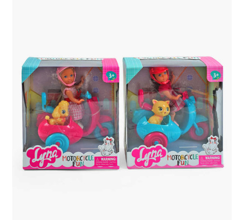 Лялька 4608 (48/2)2 види, 12 см, знімне взуття, шолом, мотоцикл, улюбленець, в коробці