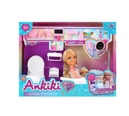 Лялька з аксесуарами 606033 (36) висота - 13 см, рухомі кінцівки, прошите волосся, гумова голова, ванна, аксесуари, в коробці