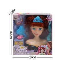 Манекен для зачісок LK 1712 B (48/2) аксесуари, гребінець, корона, пасмо, в коробці