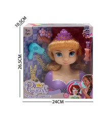 Манекен для зачісок LK 1713 G (48/2) аксесуари, корона, фен, ножиці, шпильки,в коробці