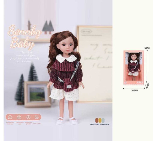 Лялька MN 331 (48) висота: 34 см, імітація скляних очей, взуття, в коробці