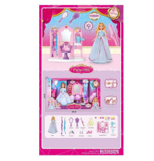 Лялька з аксесуарами 6201 (8) висота 26 см, шарнірні кінцівки, туалетний столик із дзеркалом, стільчик обертається на 360°, стайлер, фен, 2 прядки кольорового волосся, 1 додаткова сукня, ножиці, щітка, в коробці