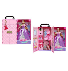 Лялька YS 2502 C (18/2) висота 30 см, шарнірні кінцівки, гардероб із поличками, 2 сукні на вішаках, гребінець, дзеркальце, пара взуття, 4 вішаки, в коробці