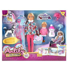 Набір ляльок 616008 (18) 2 ляльки, висота: 30, 12 см, взуття, акссеуари, снігохід, в коробці