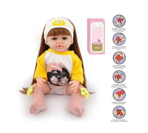 Лялька AFD 8866-34 S (12) висота: 52 см, функціональна, гумова, звуки, прошите волосся, аксесуари, в коробці