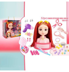 Манекен для зачісок SR 007 (18/2) косметика, перукарські інструменти, заколки, резинки, в коробці