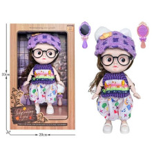 Лялька 3808 B24 (36/2) висота 27 см, пісні англійською, вітається, сміється, підсвічування, шарнірні кінцівки, окуляри, дзеркальце, щітка, в коробці