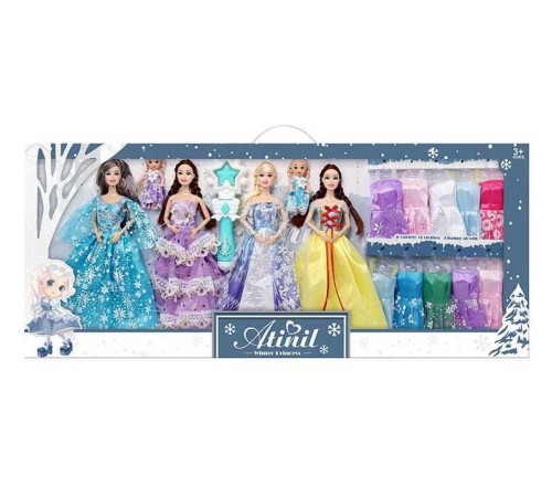 Набір ляльок WX 162-1 (18/2) 4 ляльки, 2 пупсики, набір суконь, у коробці