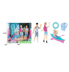 Набір ляльок ST 5616-7 (36/2) 3 ляльки, висота 30 см, байдарка, рюкзак, рятувальний круг, аксесуари, в коробці