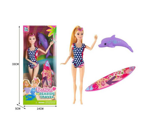 Лялька ST 55669-2 (120/2) висота 30 см, дошка для серфінгу, дельфін, в коробці – в наличии! Купите сейчас у KAZKOVA