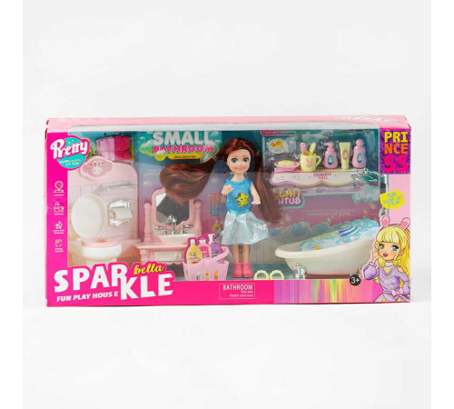 Лялька з меблями 7023 (32) висота 13 см, ванна, раковина, туалет, аксесуари, імітація доглядових засобів, в коробці – в наличии! Купите сейчас у KAZKOVA