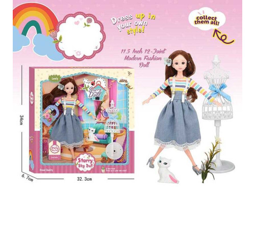 Лялька SK 024 (36/2) висота 30 см, манекен, котик, квітка, в коробці