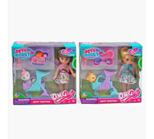 Лялька 64017 (64/2) 2 види, висота 17 см, улюбленець, візок, аксесуари, в коробці