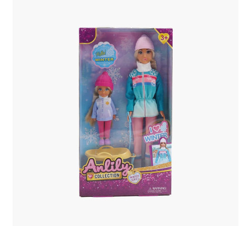 Набір ляльок 616009 (36) висота великої ляльки - 30 см, висота маленької ляльки - 13 см, санки, в коробці – в наличии! Купите сейчас у KAZKOVA