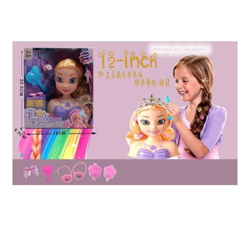 Манекен для зачісок 2615 Штрих = 35509 (96/2) імітація скляних очей, аксесуари, гребінець, в коробці