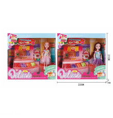Лялька L 5-29 (96/2) 2 види, висота: 14 см, аксесуари, прилавок з продуктами, в коробці