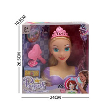 Манекен для зачісок LK 1712 C (48/2) аксесуари, гребінець, корона, пасмо, в коробці