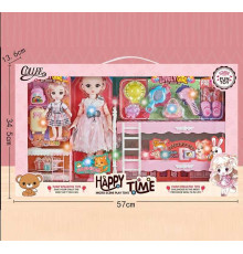 Набір ляльок 2027-18 (12) 2 ляльки, шарнірні суглоби, імітація скляних очей, підсвічування, аксесуари, велосипед, в коробці