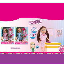 Лялька WG 051 (72/2) 2 види, “Лікарка”, висота 25 см, стетоскоп, шприц, термометр, в коробці