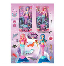Лялька JX 500-32 (48/2) 2 види, “Русалонька”, висота - 36.5 см, підсвічування, пісня, тіло та хвіст - пластик, голова та руки - гума, морські мешканці, аксесуари, в коробці