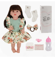 Лялька XBY 5526 IC (12) звуки, висота 52 см, гумова, пляшечка, памперс, соска, резинка для волосся, шкарпетки, в коробці