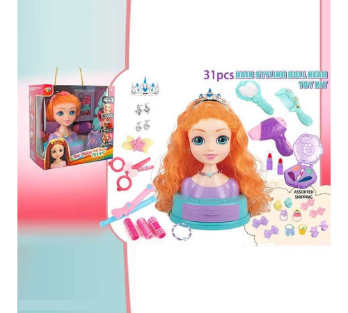 Манекен для зачісок SR 008 (18/2) косметика, перукарські інструменти, заколки, резинки, в коробці