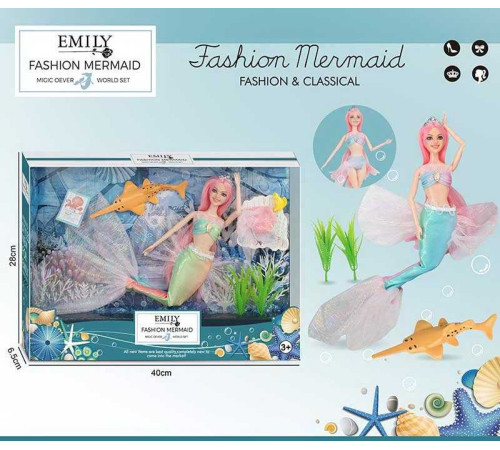 Лялька QJ 137 C (36/2) "Русалонька", висота 30 см, фігурка морського мешканця, у коробці