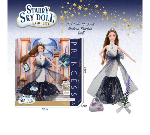 Лялька SK 025 (48/2) висота 30 см, діадема, квіти, сумочка, в коробці