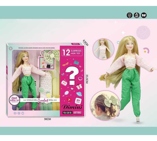 Лялька DMN 02 A (36/2) висота 30 см, зйомне взуття, одяг, 12 аксесуарів, в коробці