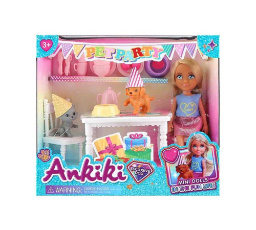 Лялька з аксесуарами 606011 (48) “вечірка для тварин”, висота ляльки - 13.5 см, меблі, посуд, кіт, собака, в коробці – в наличии! Купите сейчас у KAZKOVA