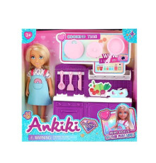 Лялька з аксесуарами 606036 (72) висота - 13 см, рухомі кінцівки, прошите волосся, гумова голова, кухня, посуд, аксесуари, в коробці