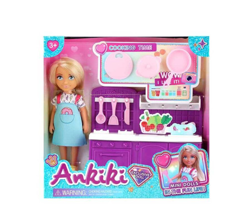 Лялька з аксесуарами 606036 (72) висота - 13 см, рухомі кінцівки, прошите волосся, гумова голова, кухня, посуд, аксесуари, в коробці