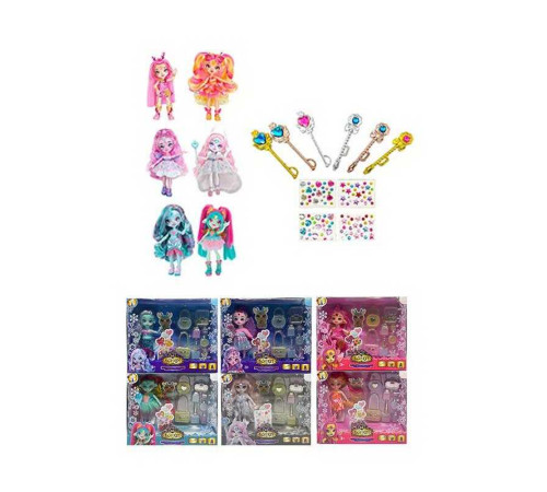 Лялька TK 2042 (96/2) 15 см, шарнірні суглоби, аксесуари, наліпки, в коробці, ВИДАЄТЬСЯ МІКС ВИДІВ