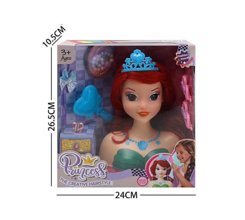 Манекен для зачісок LK 1712 D (48/2) аксесуари, гребінець, корона, в коробці