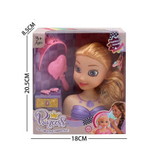 Манекен для зачісок LK 1714 A (96/2) аксесуари, гребінець, корона, в коробці