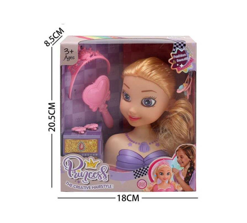 Манекен для зачісок LK 1714 A (96/2) аксесуари, гребінець, корона, в коробці