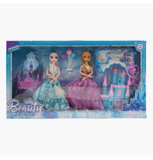 Набір ляльок MY 3209 Y2 (24/2) 2 ляльки, 27 см, шарнірні суглоби, аксесуари, знімний одяг, корона, чарівна паличка, замок, в коробці