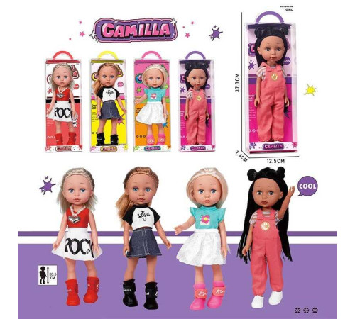 Лялька A 925 A (48/2) 4 види, висота 33.5 см, знімний одяг, рухливі кінцівки, прошите волосся, імітація скляних очей, в коробці, ВИДАЄТЬСЯ ТІЛЬКИ МІКС ВИДІВ