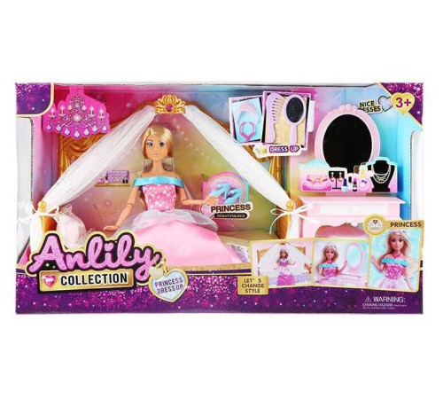 Лялька 616339 (12) висота 30 см, знімний одяг, шарнірні суглоби, аксесуари, туалетний столик, ліжко, в коробці