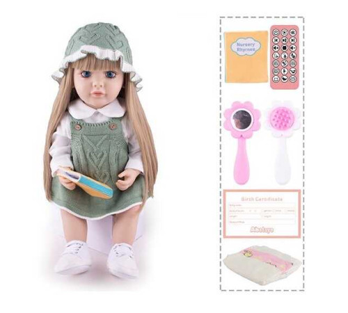 Інтерактивна лялька TK 8044-43 (9) "WToys", ОЗВУЧУВАННЯ УКРАЇНСЬКОЮ МОВОЮ, висота 55 см, пульт, на батарейках, аксесуари, рухає кінцівками, казки, пісні, віршики, скоромовки, відповідає на запитання, звуки тварин, мелодії, повторюшка, в коробці