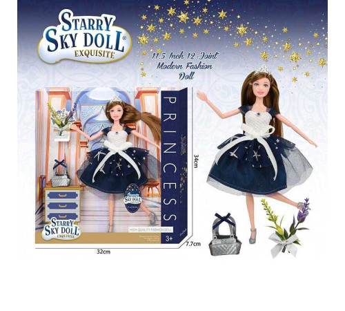 Лялька SK 025 A (48/2) висота 30 см, діадема, квіти, сумочка, в коробці