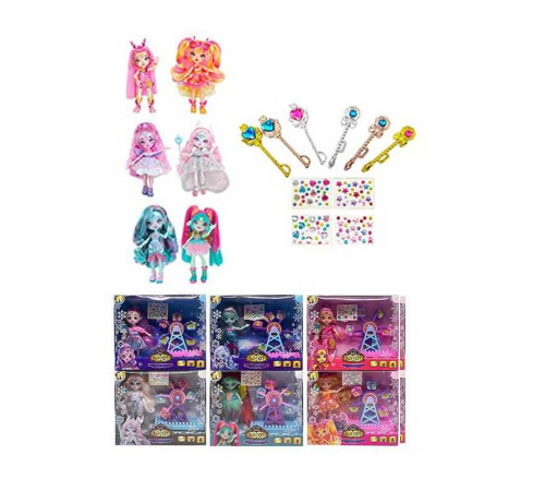 Лялька TK 2043 (96/2) 15 см, шарнірні суглоби, аксесуари, наліпки, парк розваг, в коробці, ВИДАЄТЬСЯ МІКС ВИДІВ