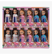 Набір ляльок TT 61 A (40/2) ЦІНА ЗА 12 ШТУК В БЛОЦІ, висота 15см, гумова голова, знімний одяг, рухливі руки, в коробці