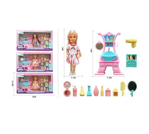 Лялька L 5-31 (120/2) 3 види, висота: 14 см, аксесуари, знімний одяг, косметичний столик, в коробці, ВИДАЄТЬСЯ МІКС ВИДІВ