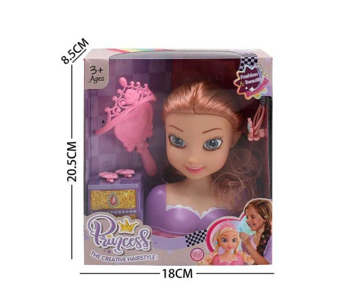 Манекен для зачісок LK 1714 B (96/2) аксесуари, гребінець, корона, в коробці