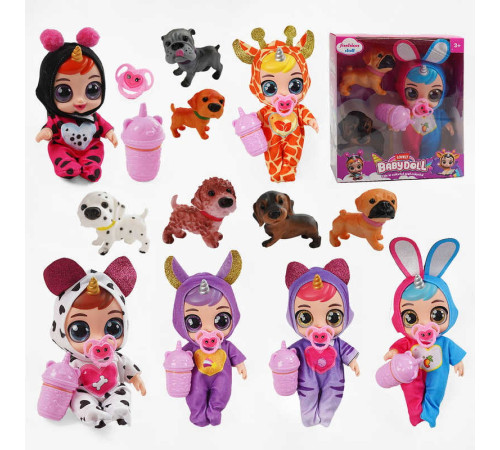 Лялька 216 (72/2) 6 видів, гумова, висота 20 см, говорить, сміється, плаче, знімний одяг, рухливі кінцівки, пляшечка, пустушка, 2 песики, в коробці, ВИДАЄТЬСЯ ТІЛЬКИ МІКС ВИДІВ