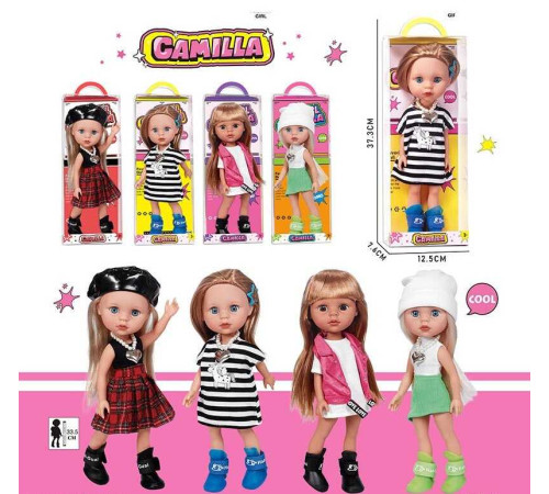 Лялька A 925 B (48/2) 4 види, висота 33.5 см, знімний одяг, рухливі кінцівки, прошите волосся, імітація скляних очей, в коробці, ВИДАЄТЬСЯ ТІЛЬКИ МІКС ВИДІВ