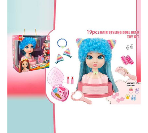 Манекен для зачісок SR 011 (18/2) косметика, перукарські інструменти, заколки, резинки, в коробці