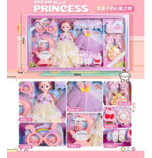 Лялька 8313 (20) висота: 27 см, шарнірні з’єднання, прошите волосся, знімний одяг, взуття, додаткова сукня, окуляри, аксесуари, таця з намистинами, в коробці